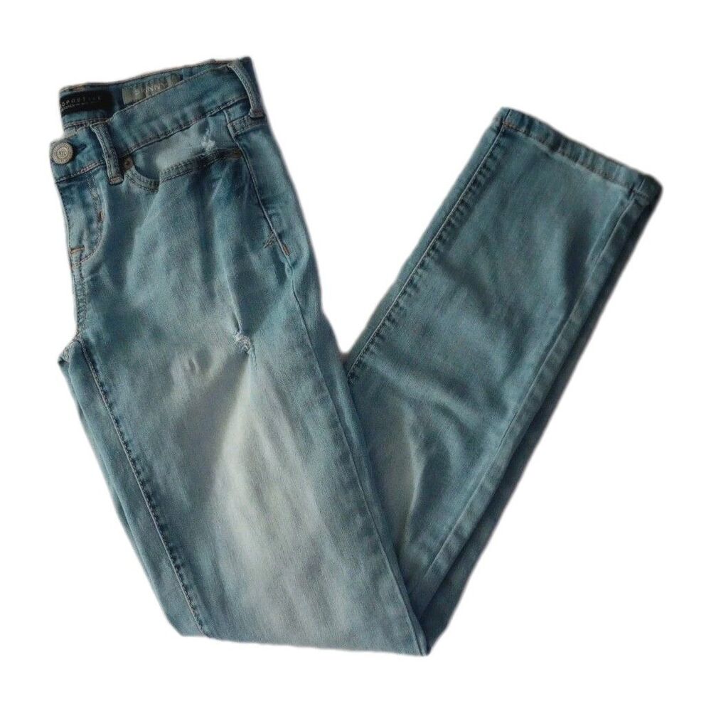 Aeropostale Skinny Distressed Denim Jeans sz 00 Regular Juniors Women Light Wash